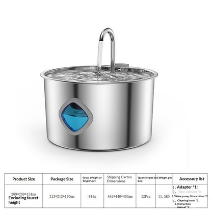 Fuente Automática de Agua para Gatos de Acero Inoxidable