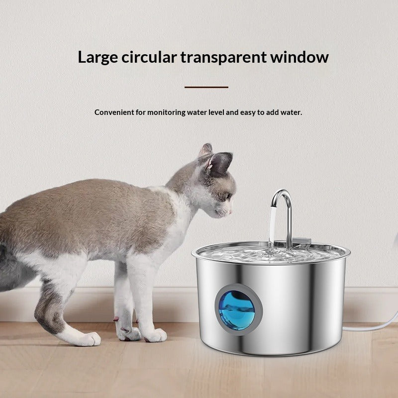 Fuente Automática de Agua para Gatos de Acero Inoxidable